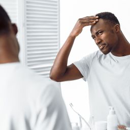 man seeing receding hairline and considering a hair doctor near me in Cleveland