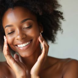 beautiful woman with smooth skin from dermaplane facial at NuIQ in Cleveland