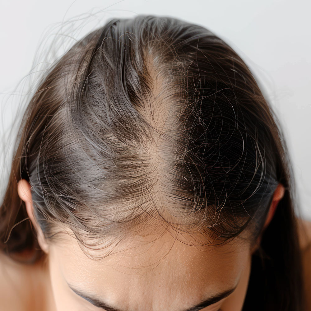 woman experiencing hair loss and exploring treatment options in Cleveland