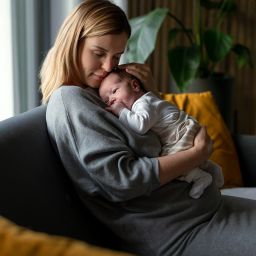 new mom experiencing post partum hair loss