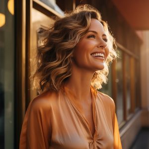 beautiful woman smiling from results from RHA filler