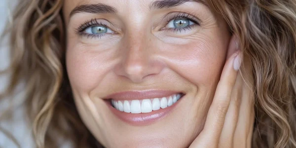 woman with glowing skin after a Glytone TripleBright Renewal Peel