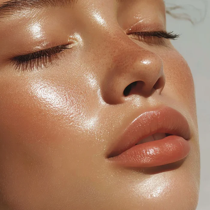 woman with eyes closed and dewy skin after rehydration at NuIQ