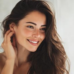 woman with beautiful smile after lip flip