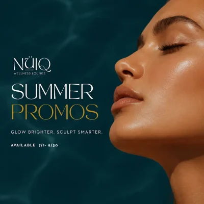 woman with glowing skin from summer specials at NuIQ